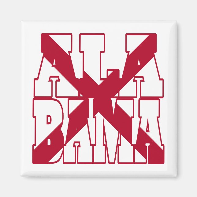 Imã Texto de bandeira do estado do Alabama (Frente)