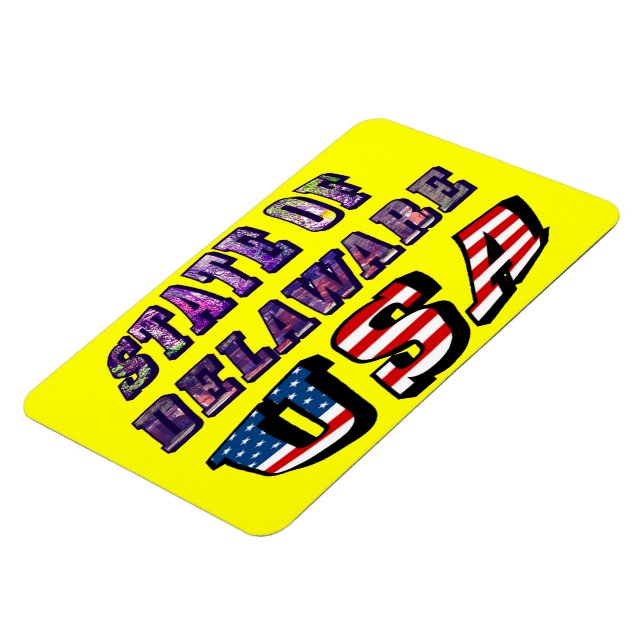 Ímã Texto de Foto e Sinalizador do Estado de Delaware  (Left Side)