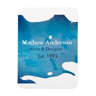 Ímã Texto de jeans de cor da água russa azul título de