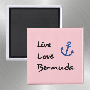 Imã Texto de Script do Live Love Bermuda com Âncora