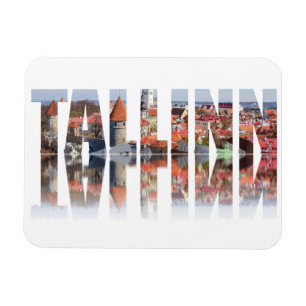 Ímã texto de Tallinn composto de velho