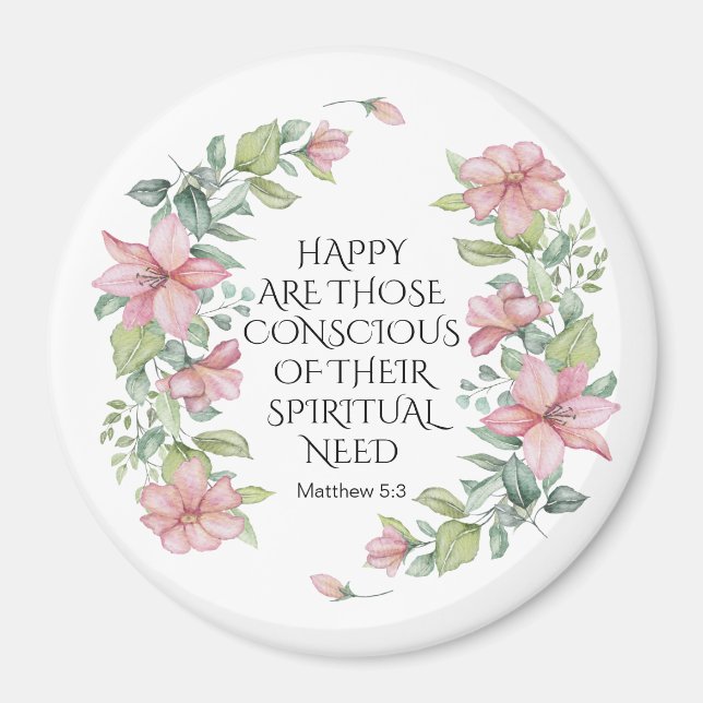 Imã Texto do Ano JW 2026 com Flores de Aquarela Rosa (Frente)