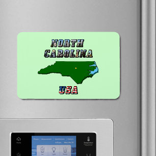 Ímã Texto do Mapa da Carolina do Norte, Foto e Sinaliz