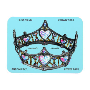 Ímã Texto Dourado do azul do aqua da cerceta da tiara