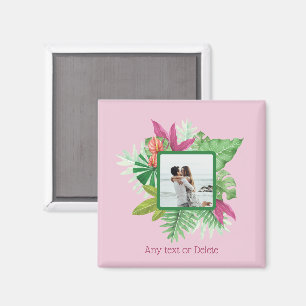Imã Texto e Foto Personalizadas de Quadro Floral Tropi