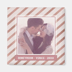 Imã Texto e Fotografia Personalizada Elegante Striped