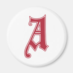 Imã Texto em inglês Gótica Monograma - letra A