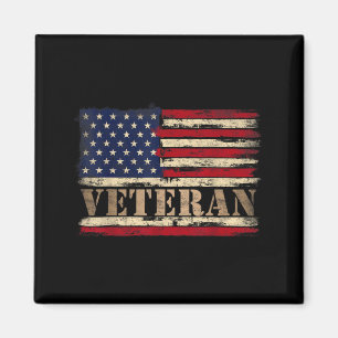 Imã Texto em negrito Retro Veterano Bandeira dos EUA D