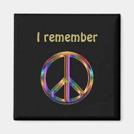Imã Texto "Eu me lembro" com símbolo de paz