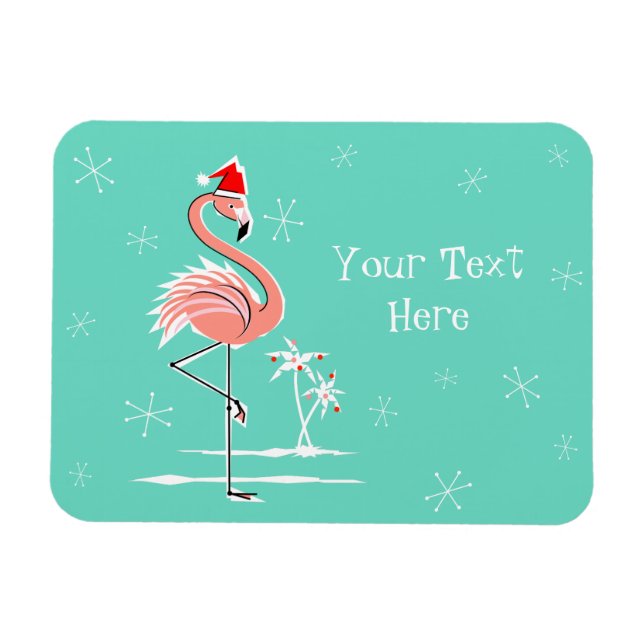 Ímã Texto Flamingo de Natal flexível (Horizontal)