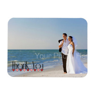 Ímã Texto Fotográfico de casamento Obrigado