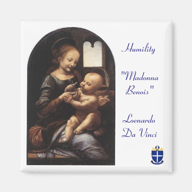Imã Texto "Madonna Benois" - Sq Magnet - ocese (Frente)