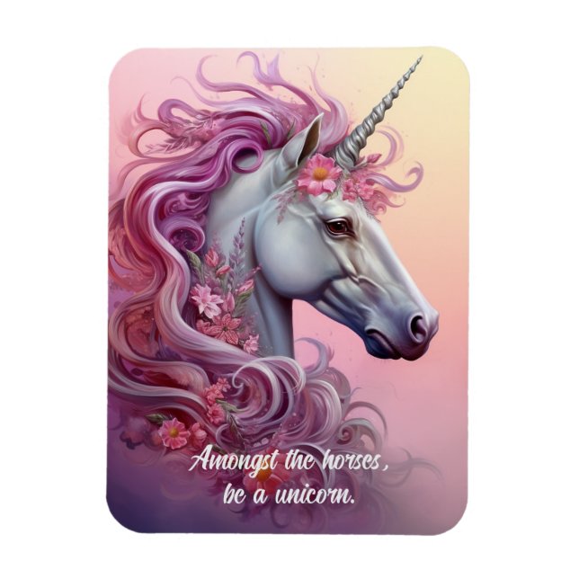 Ímã Texto Personalizado Belo Unicórnio (Vertical)