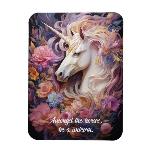 Ímã Texto Personalizado Belo Unicórnio (Vertical)