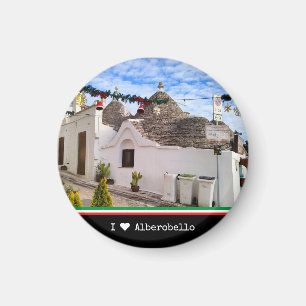 Imã Texto personalizado, casas trulli em Alberobello