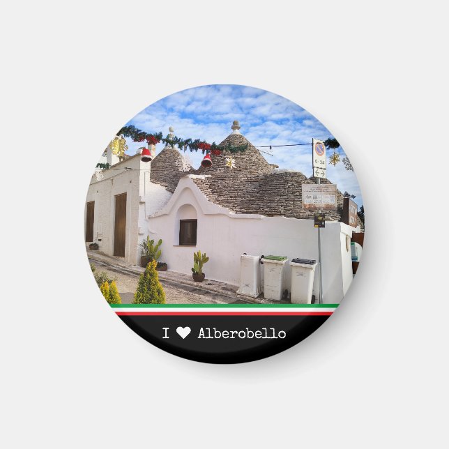 Imã Texto personalizado, casas trulli em Alberobello (Frente)