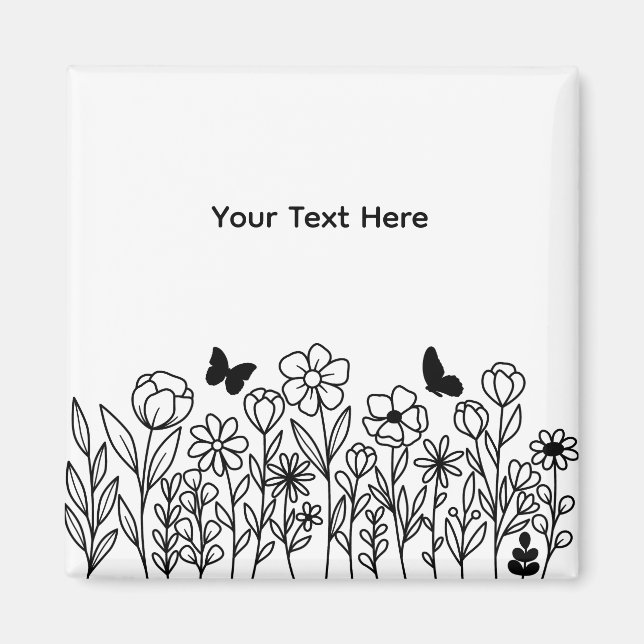 Imã Texto Personalizado com Flores (Frente)
