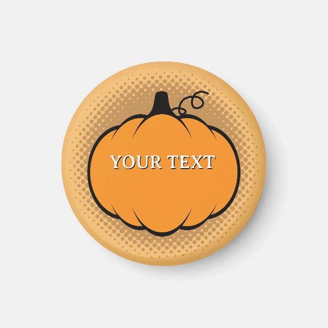 Imã Texto Personalizado de Desenho de Pumpkin da Estaç (Frente)