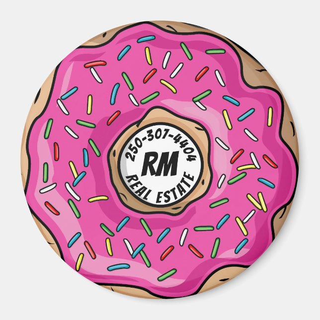 Imã Texto Personalizado de Rosquinha Sprinkled Cintila (Frente)