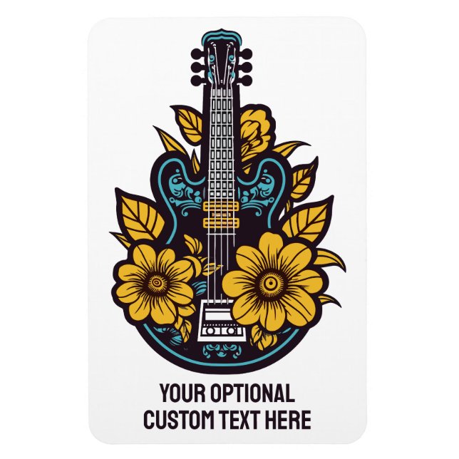 Ímã Texto Personalizado e Cor Ukulele (Vertical)