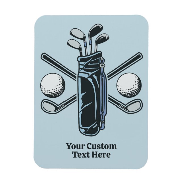 Ímã Texto Personalizado e Golfe de Cor (Vertical)