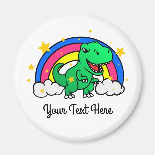 Imã Texto Personalizado Escuro Dinossauro Verde (Frente)