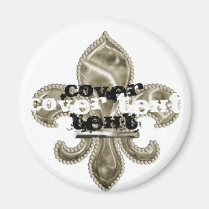 Imã Texto Personalizado Fleur de Lis Round Magnet Dour