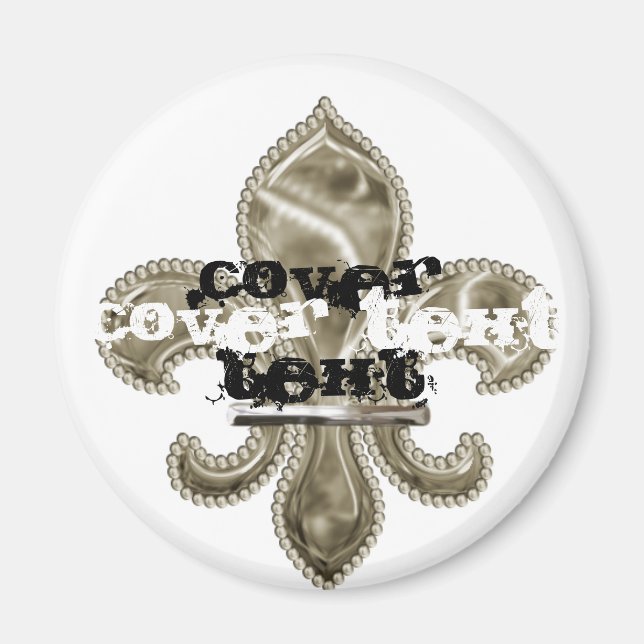 Imã Texto Personalizado Fleur de Lis Round Magnet Dour (Frente)