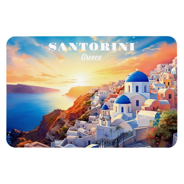 Ímã Texto personalizado Grécia Santorini Sunset (Horizontal)