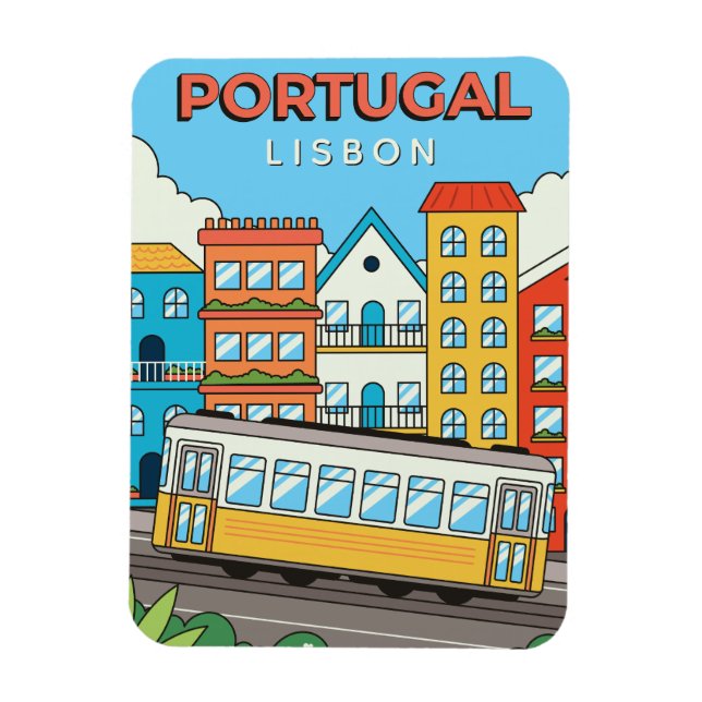 Ímã Texto personalizado Lisboa Portugal (Vertical)