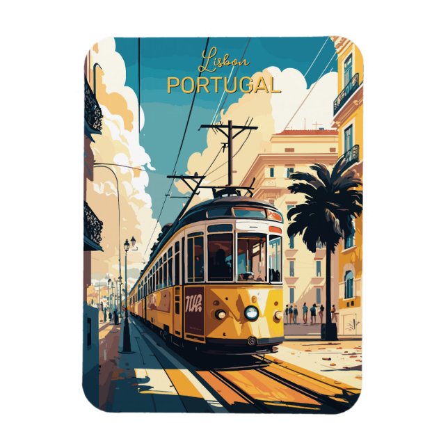 Ímã Texto personalizado Lisboa Portugal (Vertical)