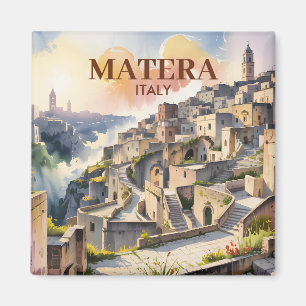 Imã Texto Personalizado Matera Itália Viagem Sassi di
