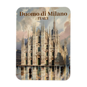 Ímã Texto Personalizado Milão Itália Duomo Aquarela Vi