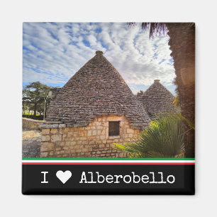 Imã Texto personalizado, moradias trulli em Alberobell