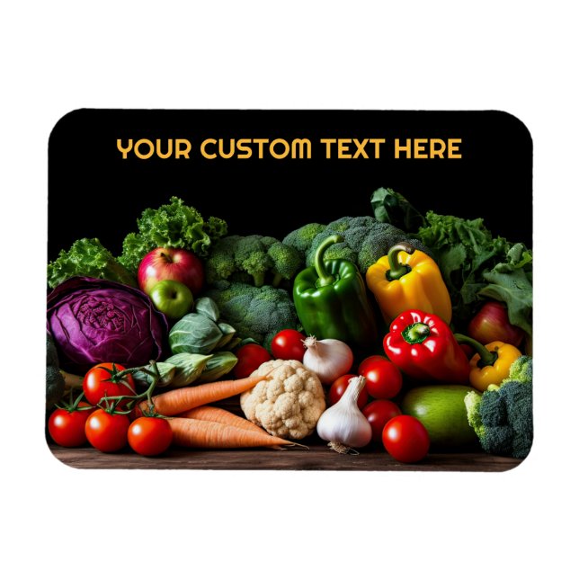 Ímã Texto Personalizado Produtos Hortícolas Frescos (Horizontal)