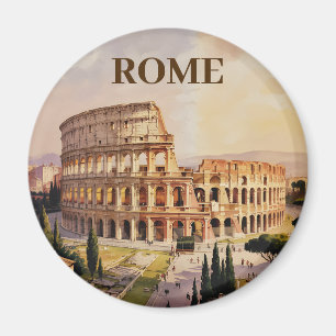 Imã Texto Personalizado Roma Itália Colosseum Retro Aq