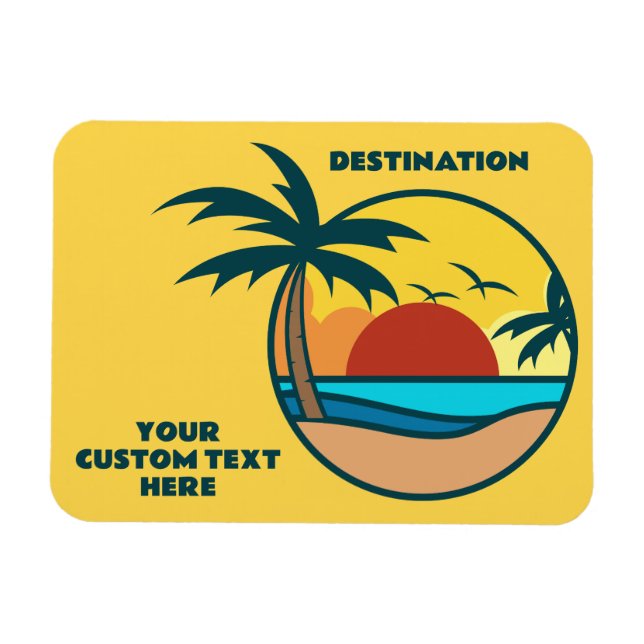 Ímã Texto personalizado — Sunset de praia tropical (Horizontal)