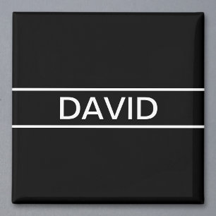 Imã Texto Personalizável Preto e Branco Moderno e Ou