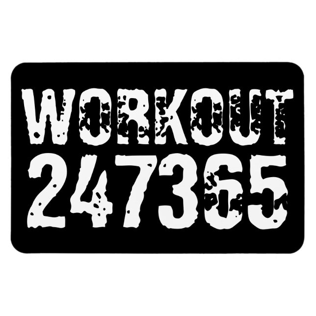 Ímã Texto vestido e arranhado Workout 247365 branco (Horizontal)