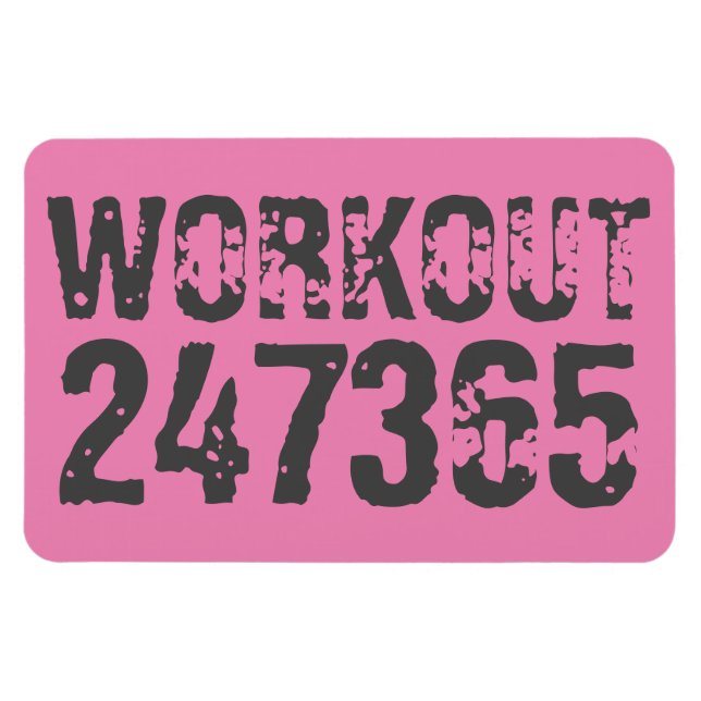 Ímã Texto vestido e arranhado Workout 247365 rosa (Horizontal)
