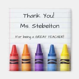 Imã Thank You Crayons Teacher Appreciation Magnet