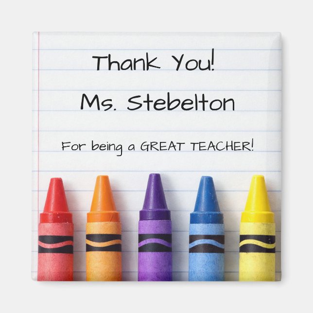Imã Thank You Crayons Teacher Appreciation Magnet (Frente)
