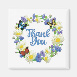 Imã Thank You Note - Floral Handwritten Many Thanks