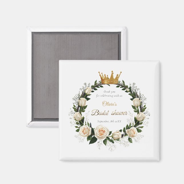 Imã Thank You White Roses & Baby’s Breath  (Front/Back)