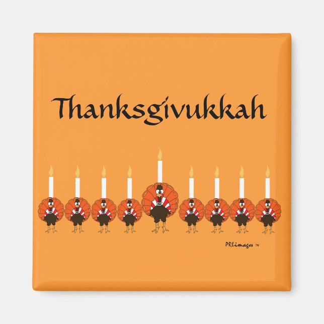 Imã Thanksdokah Turkey Menorah Magnet (Frente)