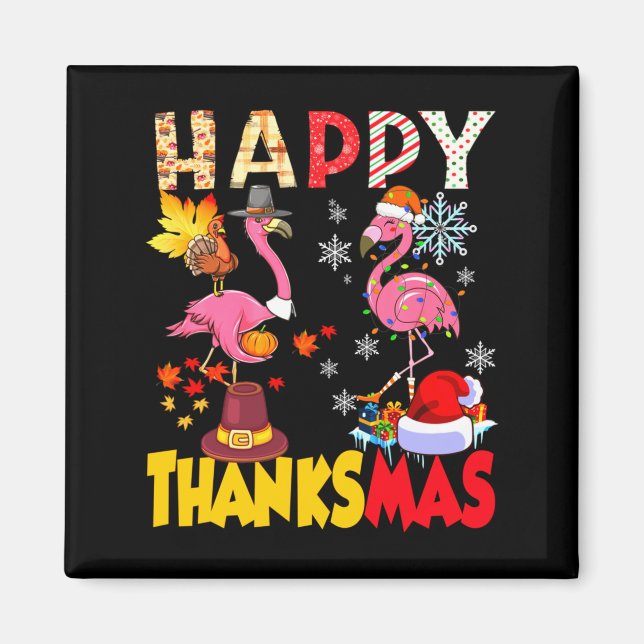 Imã Thanksgiving Christmas Flamingo Happy Thanksmas Xm (Frente)