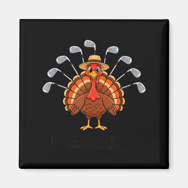 Imã Thanksgiving Golf Turkey Funny Turkey Day Golf Cli (Frente)