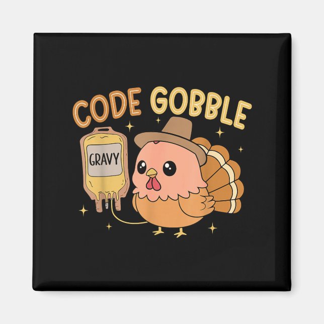 Imã Thanksgiving Nurse Code Gobble Funny Rn Cna Medica (Frente)