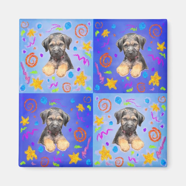 Imã Thatch Puppy Patchwork Pattern (Frente)