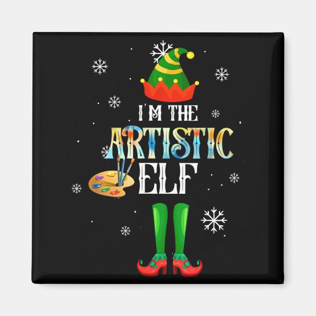 Imã The Artistic Elf Squad Elf Family Christmas Pajama (Frente)